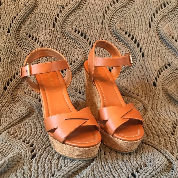 Limelight Brown Cork Wedge Heels - Picture 1 of 6